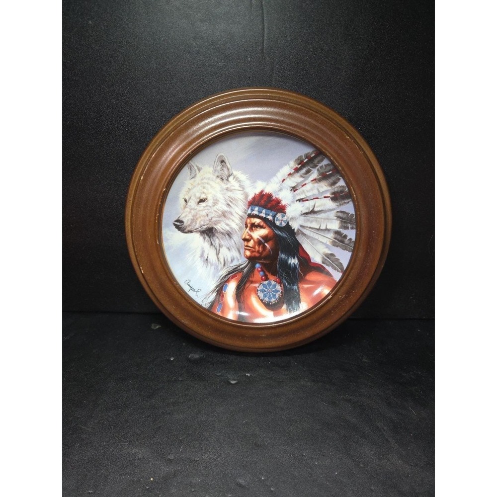 Franklin Mint "Spirit of The White Wolf" Collectible Plate Native American Decor